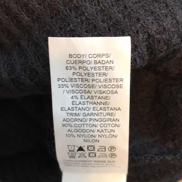 LUCKY BRAND Black Waffle Long Sleeve Top with Lace Size XS - Picture 15 of 16